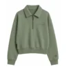 Buzo Buzo media cremallera verde para mujer