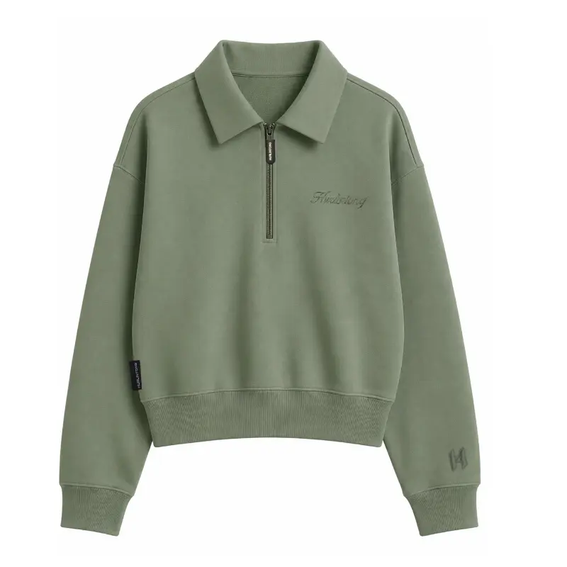 Buzo Buzo media cremallera verde para mujer