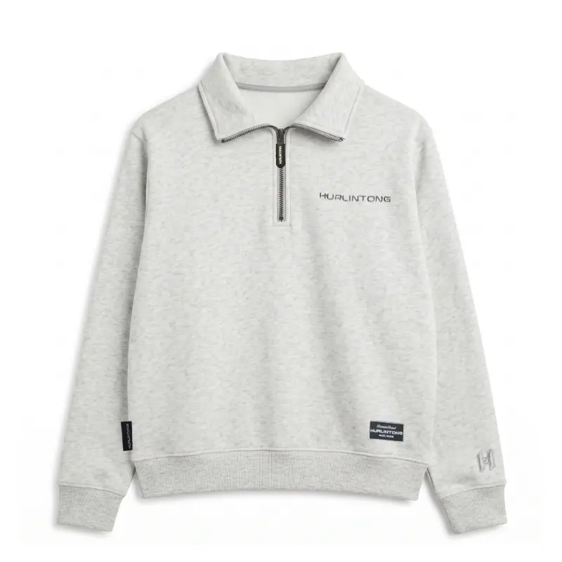Buzo media cremallera gris claro para hombre