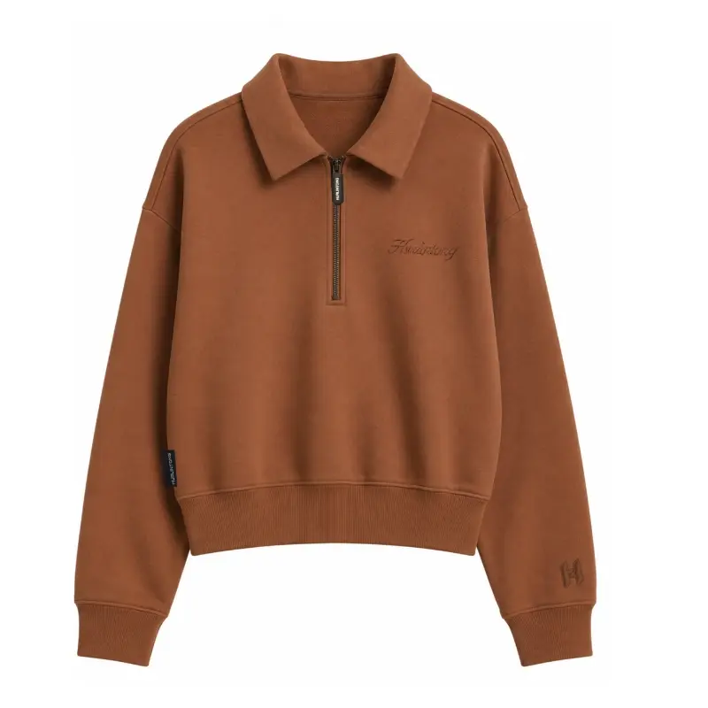 Buzo media cremallera camel para mujer