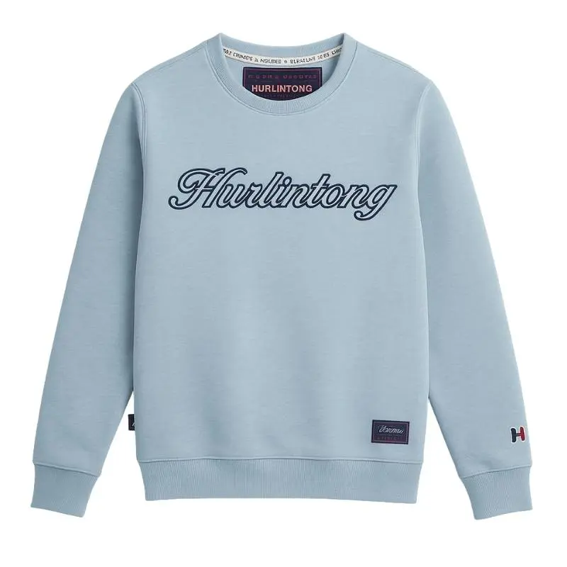 Buzo cuello redondo azul jaspe