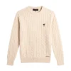 Buzo de hilo cuello redondo beige para hombre