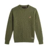 Buzo de hilo cuello redondo verde para hombre