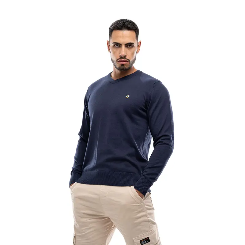 Buzo de Hilo Cuello V azul para Hombre