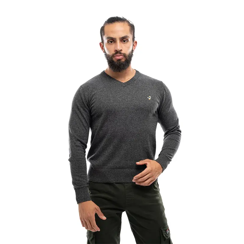 Buzo de Hilo Cuello V gris para Hombre