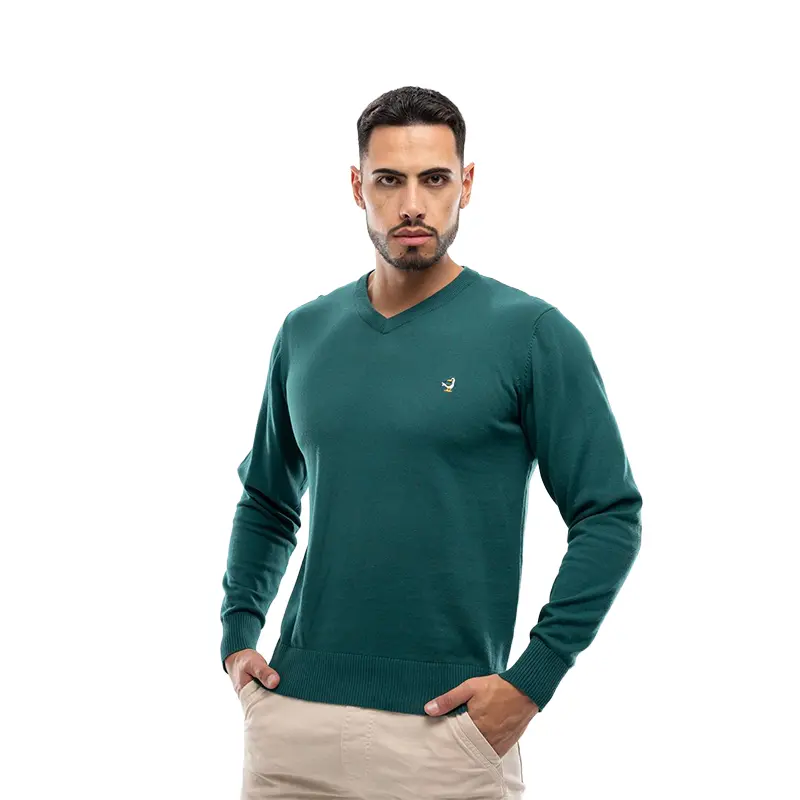 Buzo de Hilo Cuello V verde para Hombre