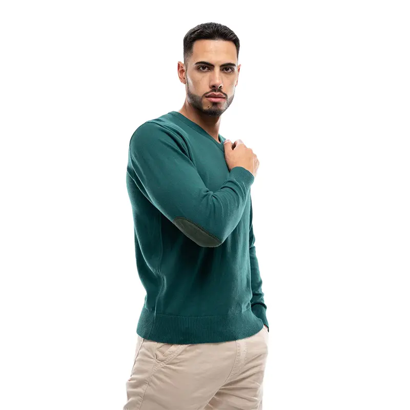 Buzo de Hilo Cuello V verde para Hombre