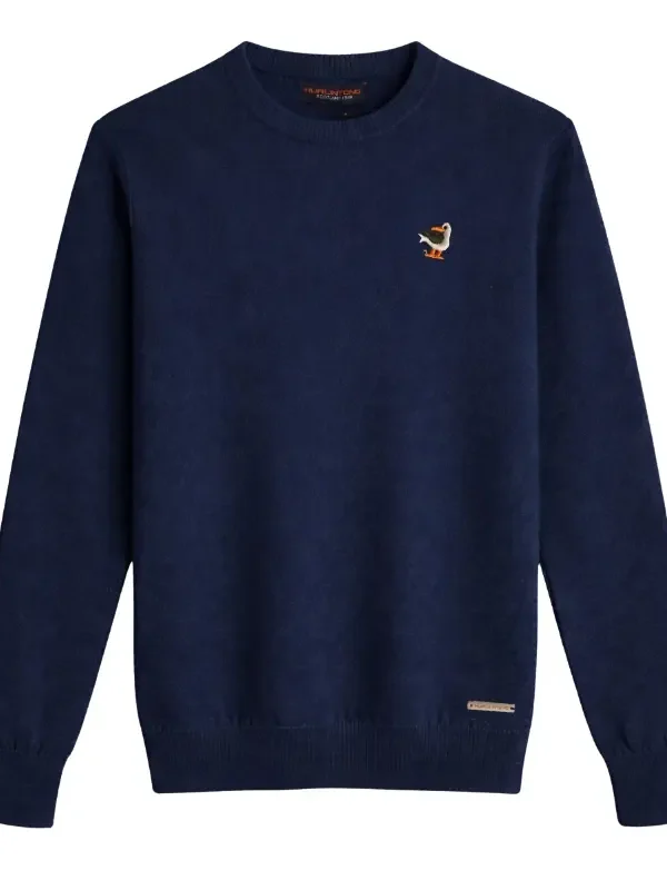 Buzo hilo cuello redondo azul oscuro