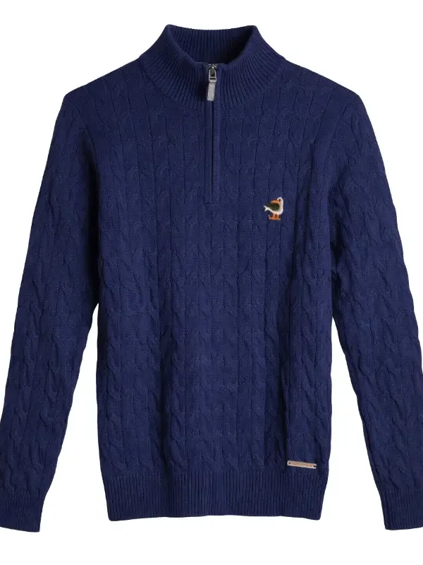 Buzo hilo cuello alto azul oscuro