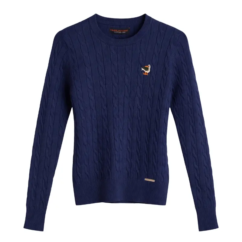 Sweater de hilo azul oscuro para mujer
