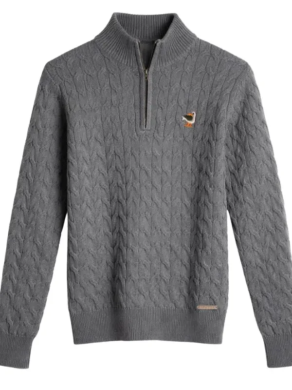 Buzo hilo cuello alto gris oscuro