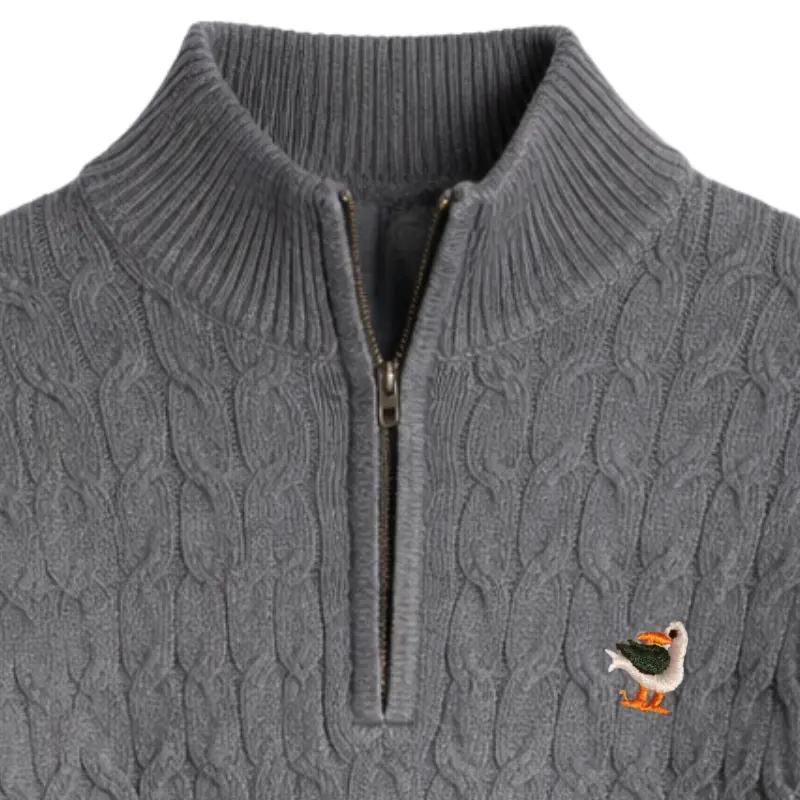 Buzo hilo cuello alto gris oscuro