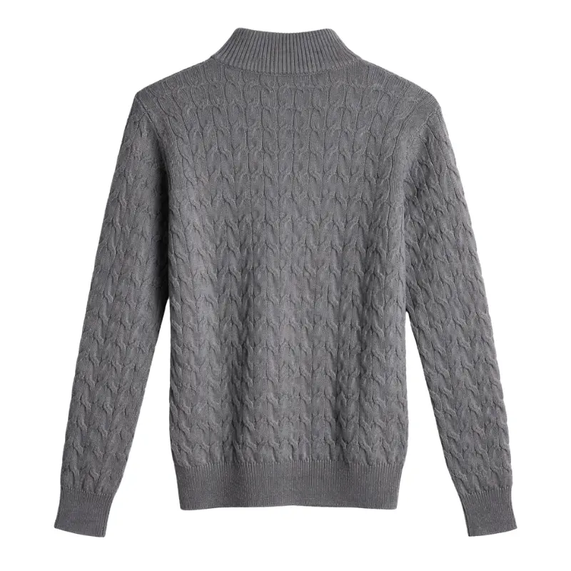 Buzo hilo cuello alto gris oscuro