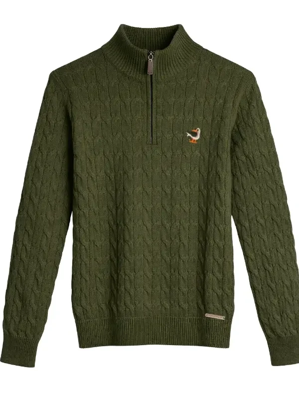 Buzo hilo cuello alto verde militar