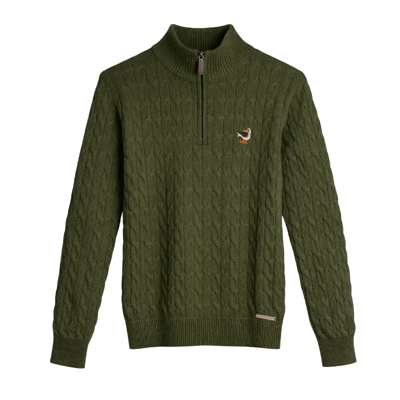 Buzo hilo cuello alto verde militar