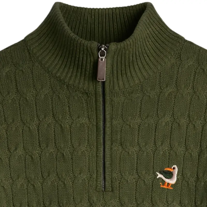 Buzo hilo cuello alto verde militar