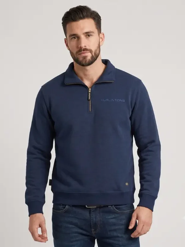 Buzo media cremallera azul para hombre