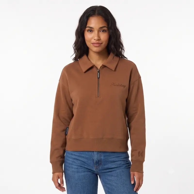 Buzo media cremallera camel para mujer