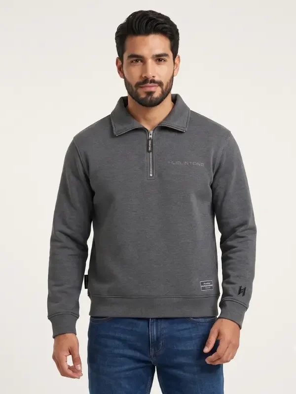 Buzo media cremallera gris para hombre