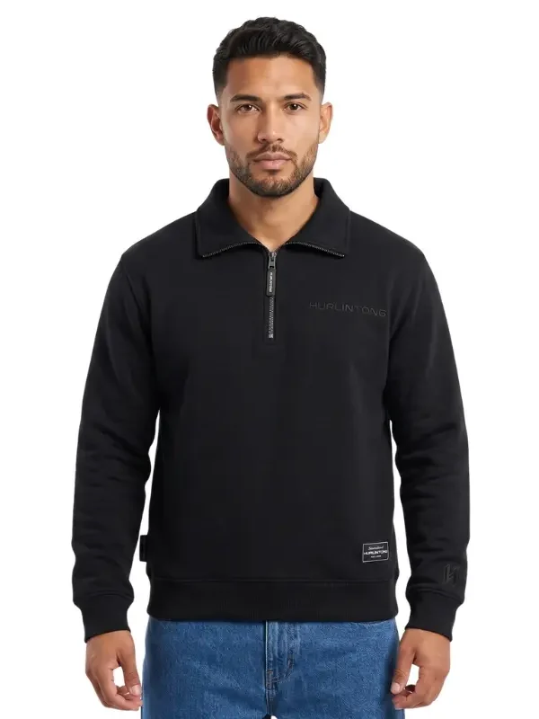 Buzo media cremallera negro para hombre