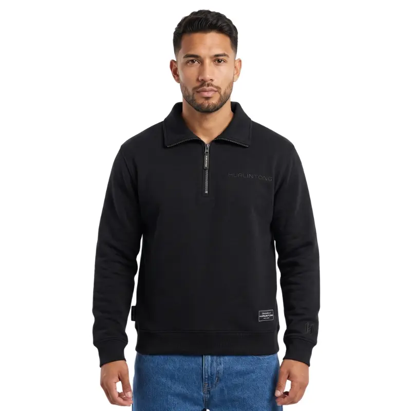 Buzo media cremallera negro para hombre