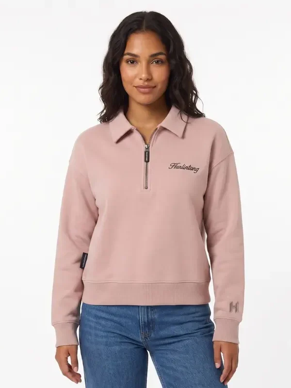 Buzo media cremallera rosado para mujer
