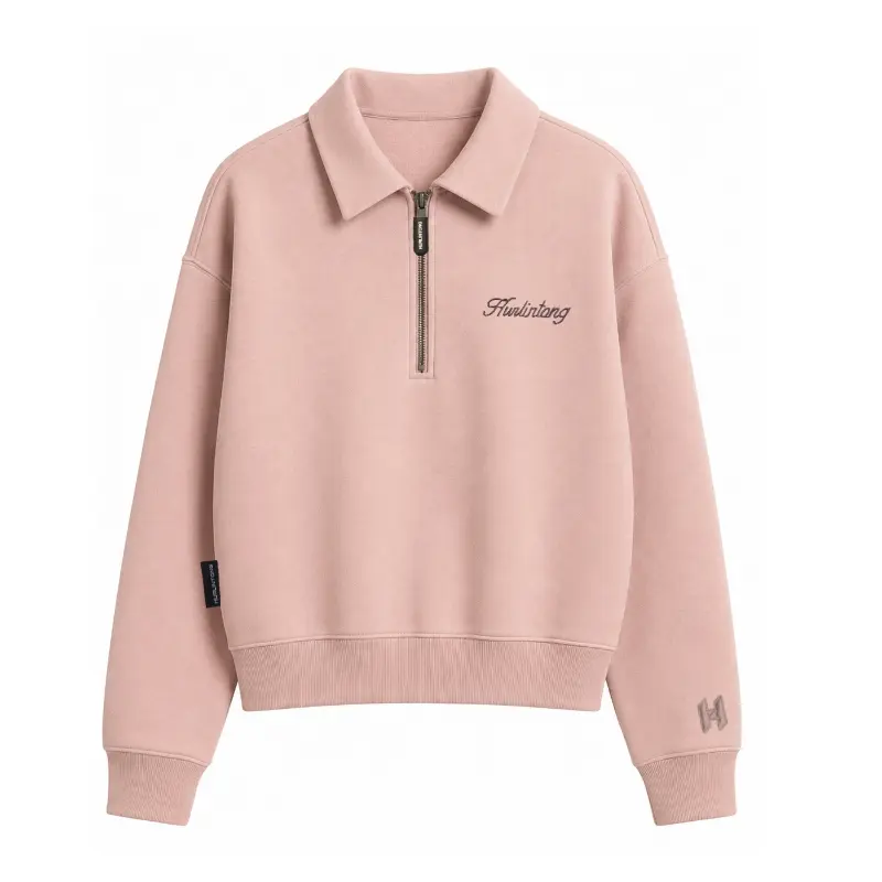 Buzo media cremallera rosado para mujer