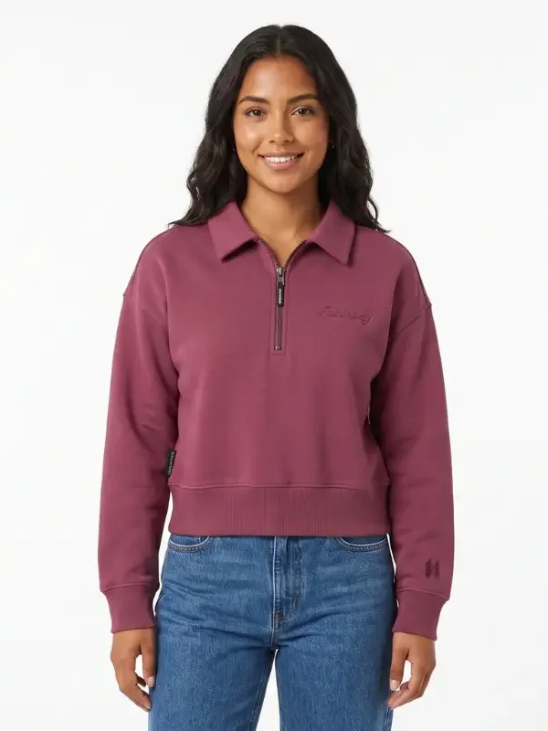 Buzo media cremallera vinotinto para mujer