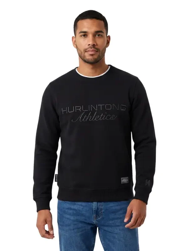 Buzo negro para Hombre Cuello Redondo