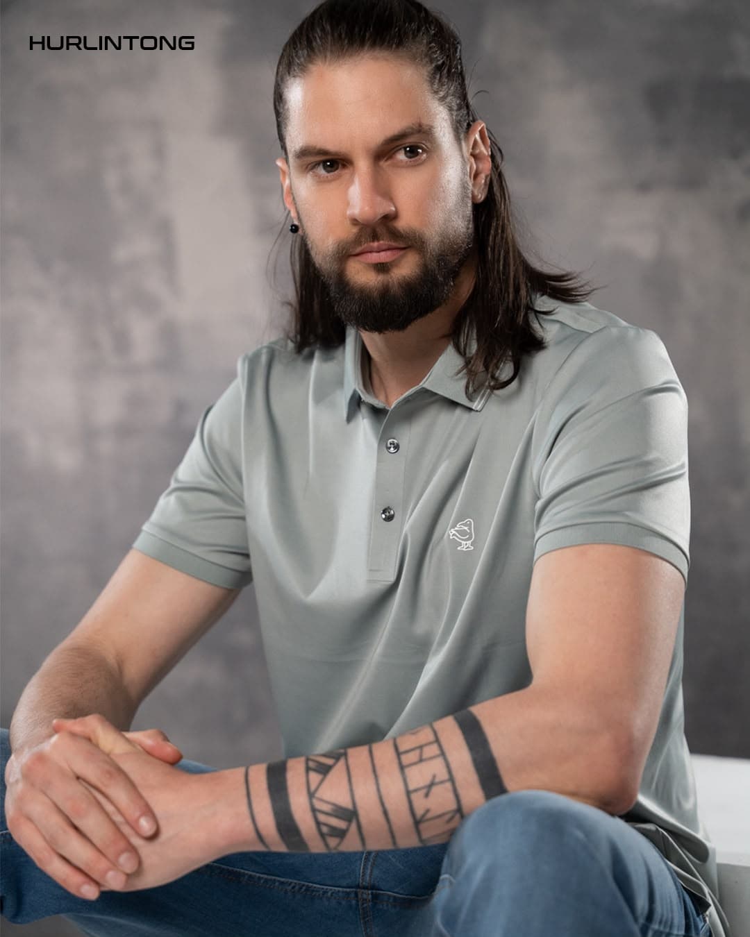 Camiseta Polo gris Hombre Seda Fría