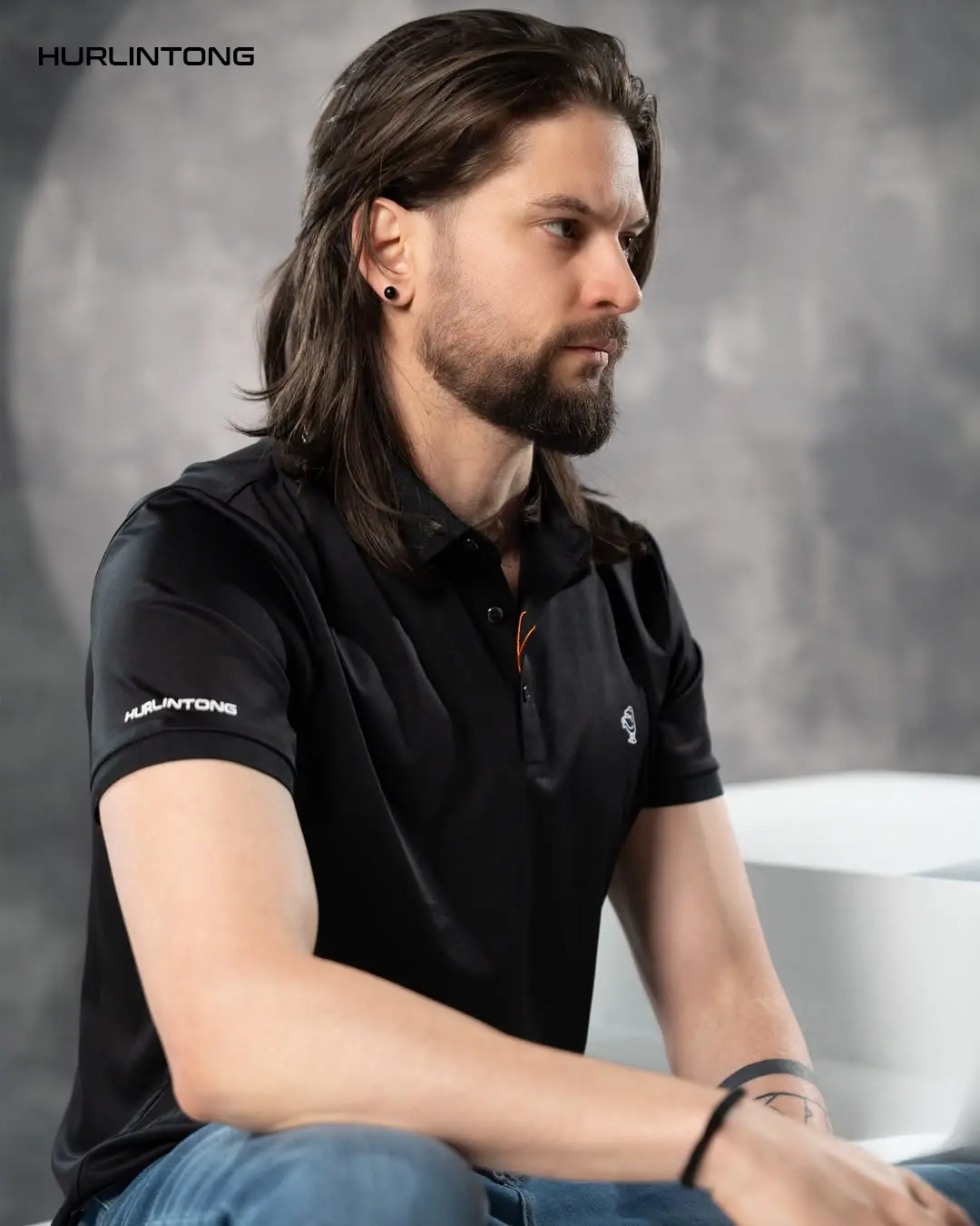 Camiseta Polo negro Hombre Seda Fría