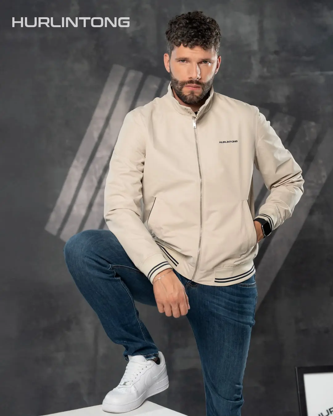 Chaqueta clásica camel hombre