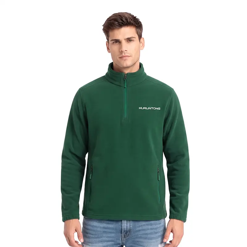 Chaqueta Polar Media Cremallera verde para hombre