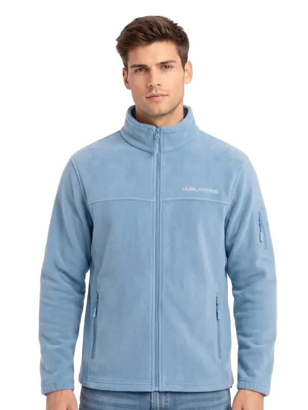Chaqueta Polar Fleece Azul Claro para Hombre Hurlintong Premium