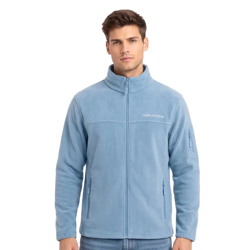 Chaqueta Polar Fleece Azul Claro para Hombre Hurlintong Premium