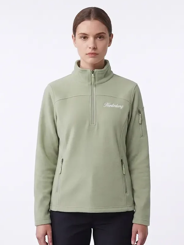 Chaqueta Polar Media Cremallera verde para Mujer