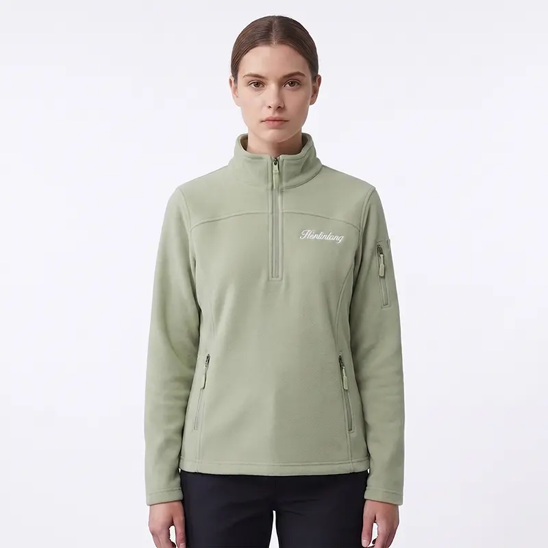 Chaqueta Polar Media Cremallera verde para Mujer