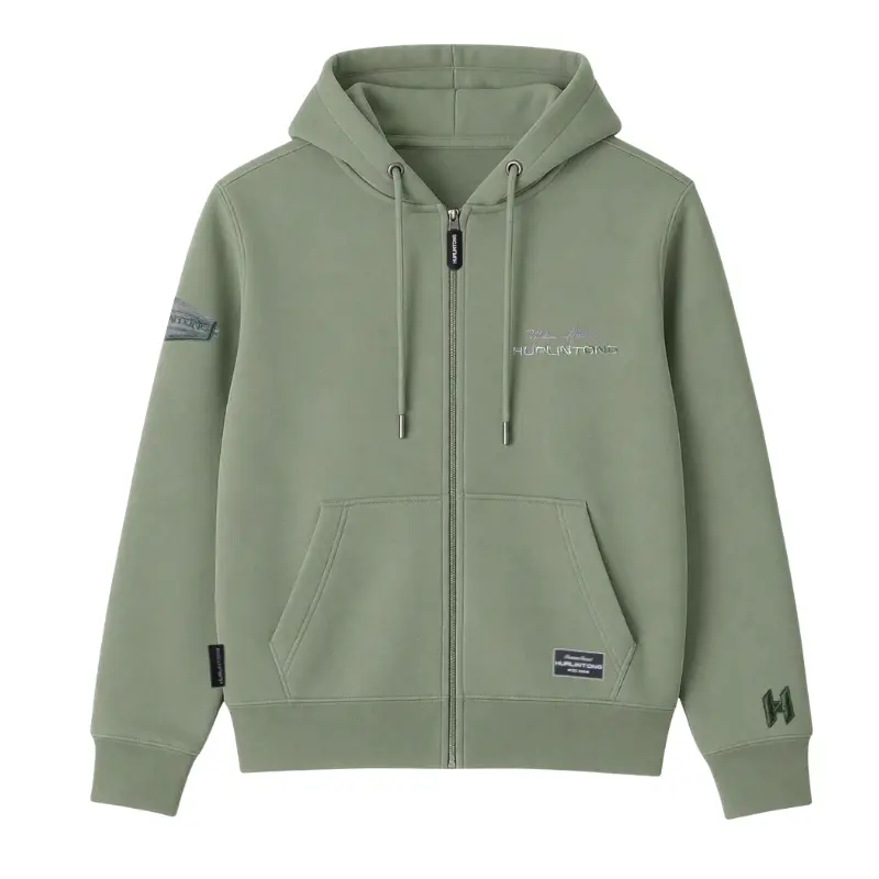Chaqueta Hoodie verde oliva para Hombre Hurlintong Premium