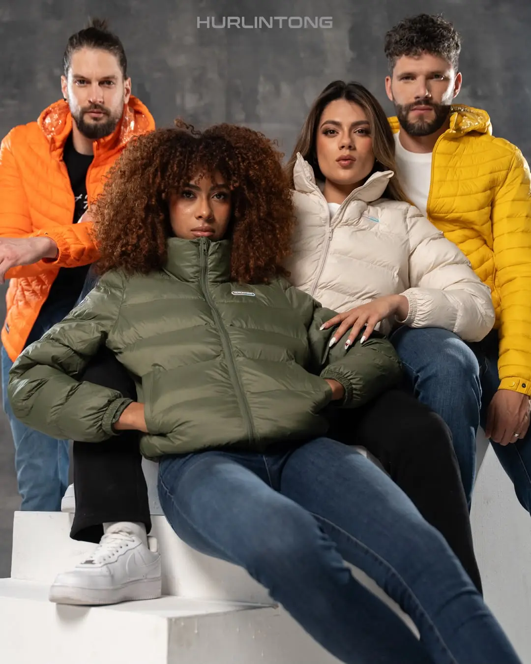 Chaqueta acolchada verde mujer