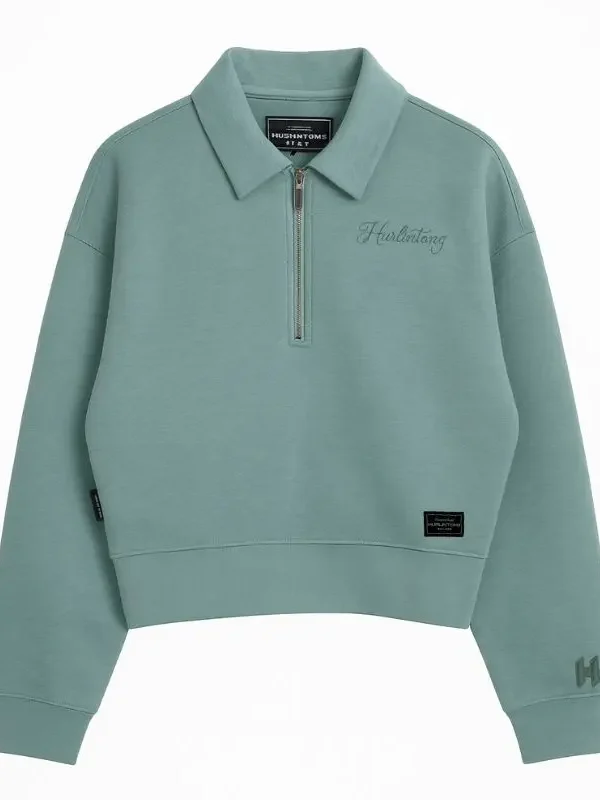 Buzo media cremallera menta mujer