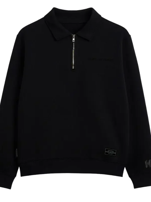 Buzo media cremallera negro hombre