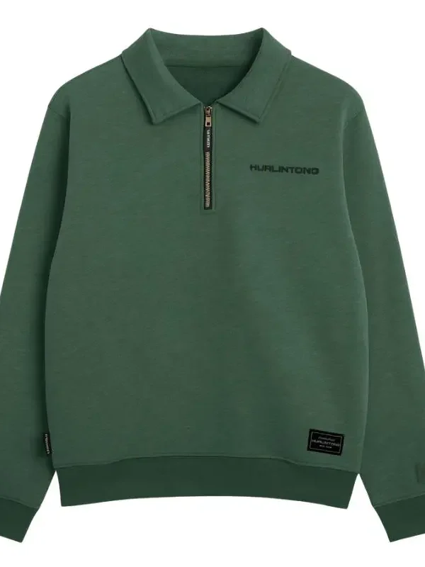 Buzo media cremallera verde hombre