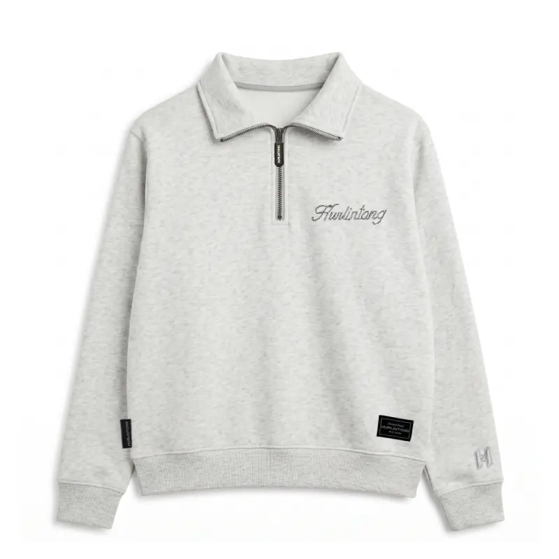 Buzo media cremallera arena hombre