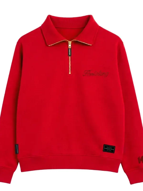 Buzo media cremallera rojo hombre