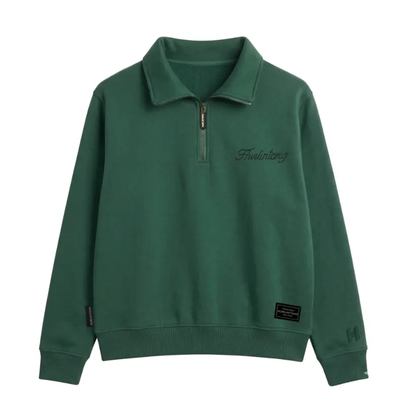 Buzo media cremallera verde hombre