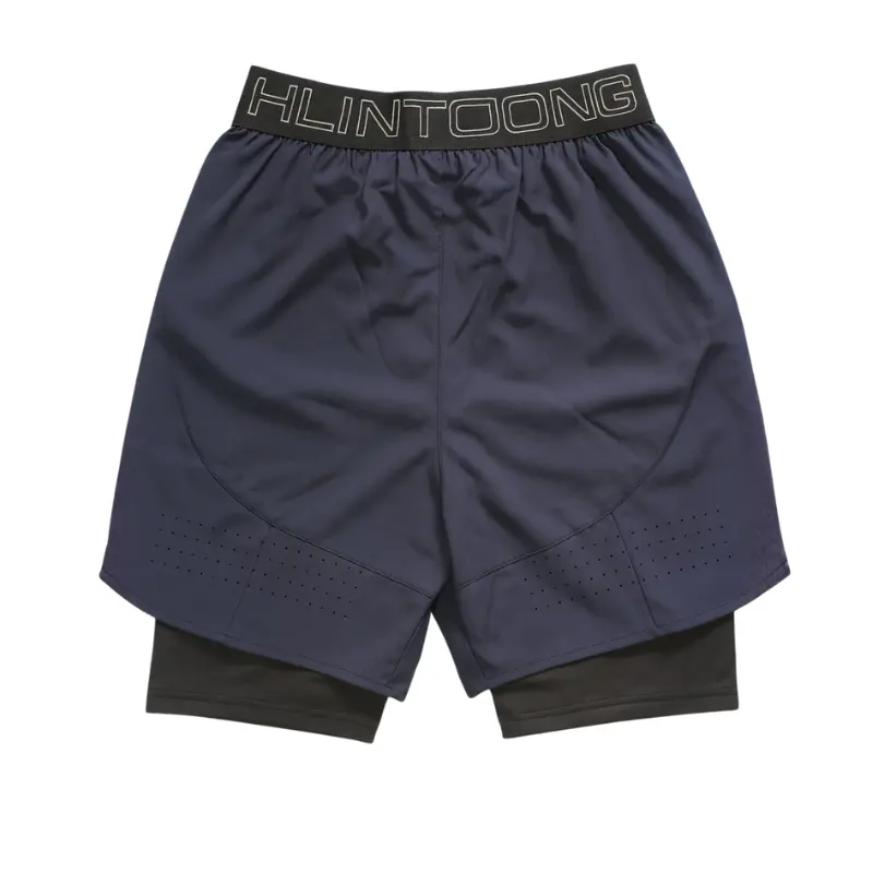 Pantaloneta tecnica con licra y bolsillos azul