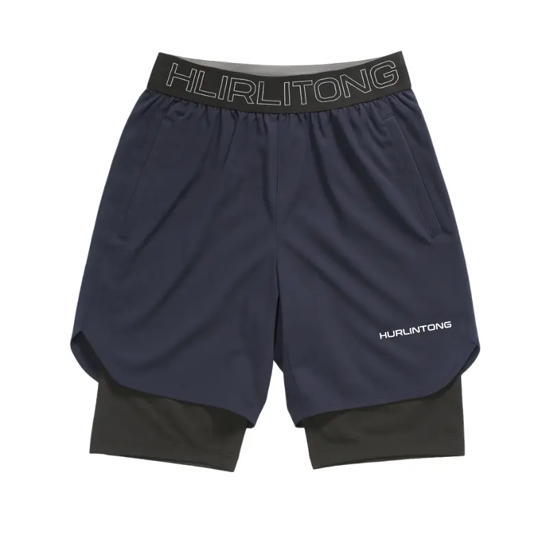 Pantaloneta tecnica con licra y bolsillos azul