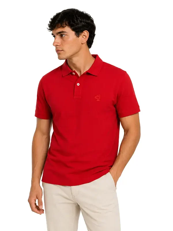 Polo Roja de Algodón Pima para Hombre