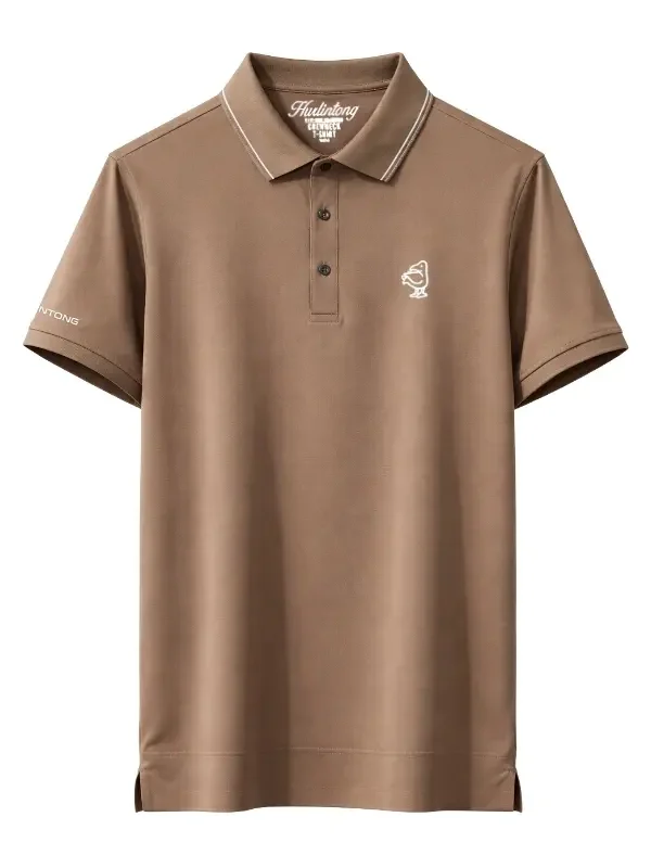 Camiseta Polo camel Hombre Seda Fría
