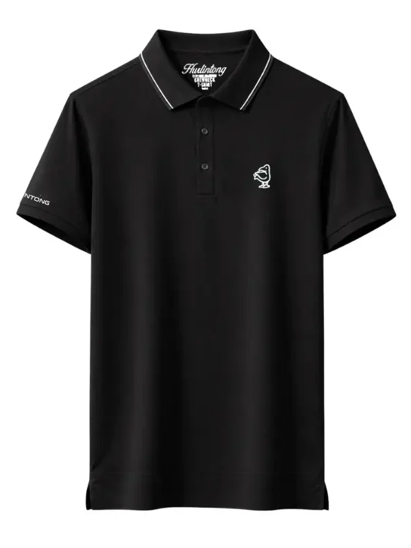 Camiseta Polo negro Hombre Seda Fría